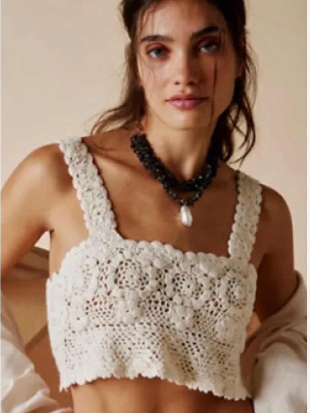 Free People Lost In Your Eyes Crochet Crop Top